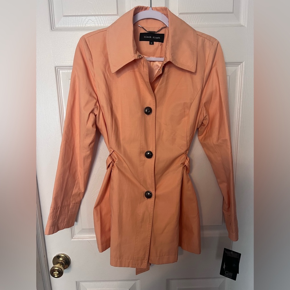 Black Rivet Peach Trench Coat